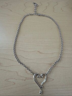 Brighton silvertone heart necklace. 18 inch. Never worn.